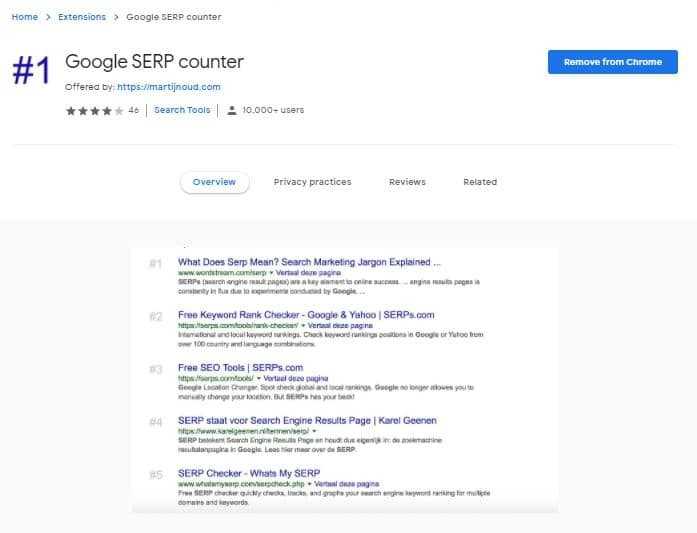 Google SERP Counter